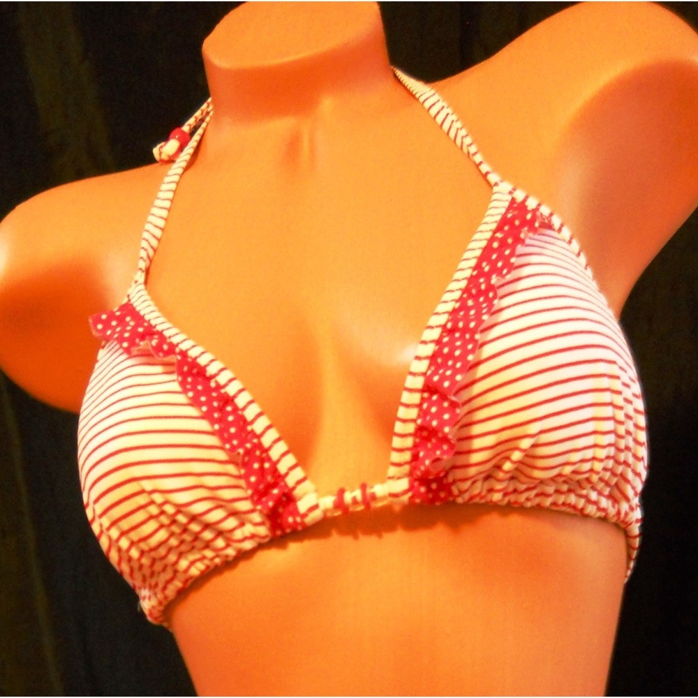 NWT ~ Marie Meili Striped‎ Halter Bikini Top ~ Size M